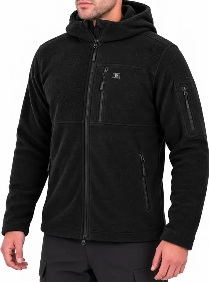 Iron Mountain Herren Fleece Hoodie mit Reißverschluss – Technischer Kapuzenpullover Winddicht, Thermo Workwear Jacke mit Mehreren Taschen, Outdoor Sweatshirt Winter