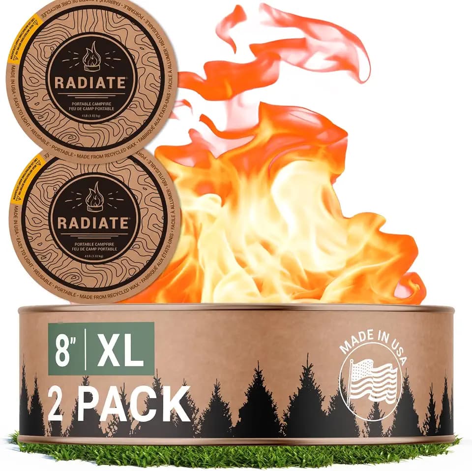 Radiate Pack of 2 XL Portable Campfire Fire Pit, with 2 Hour Burn Time, 8"