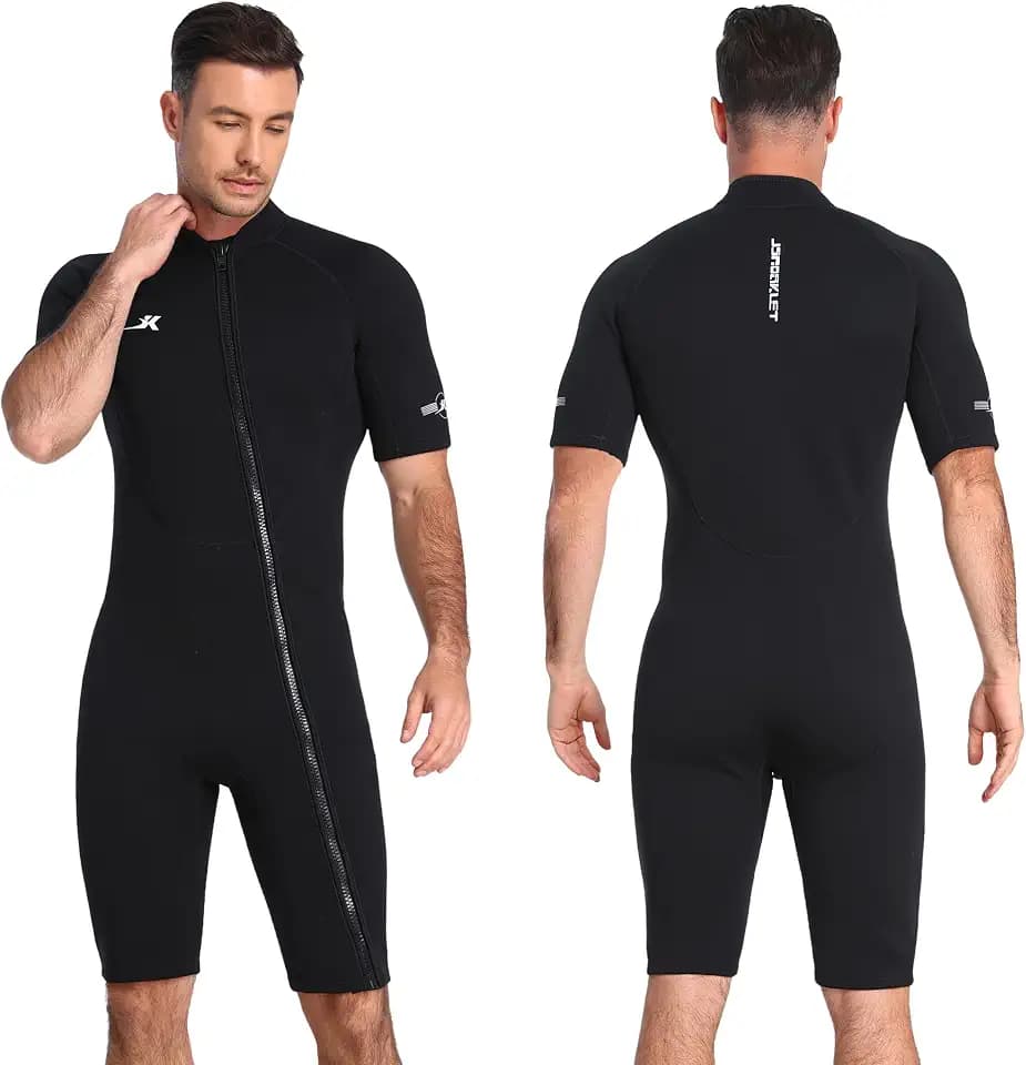 2mm Shorty Wetsuit for Mens, Diving Suits Front Zip