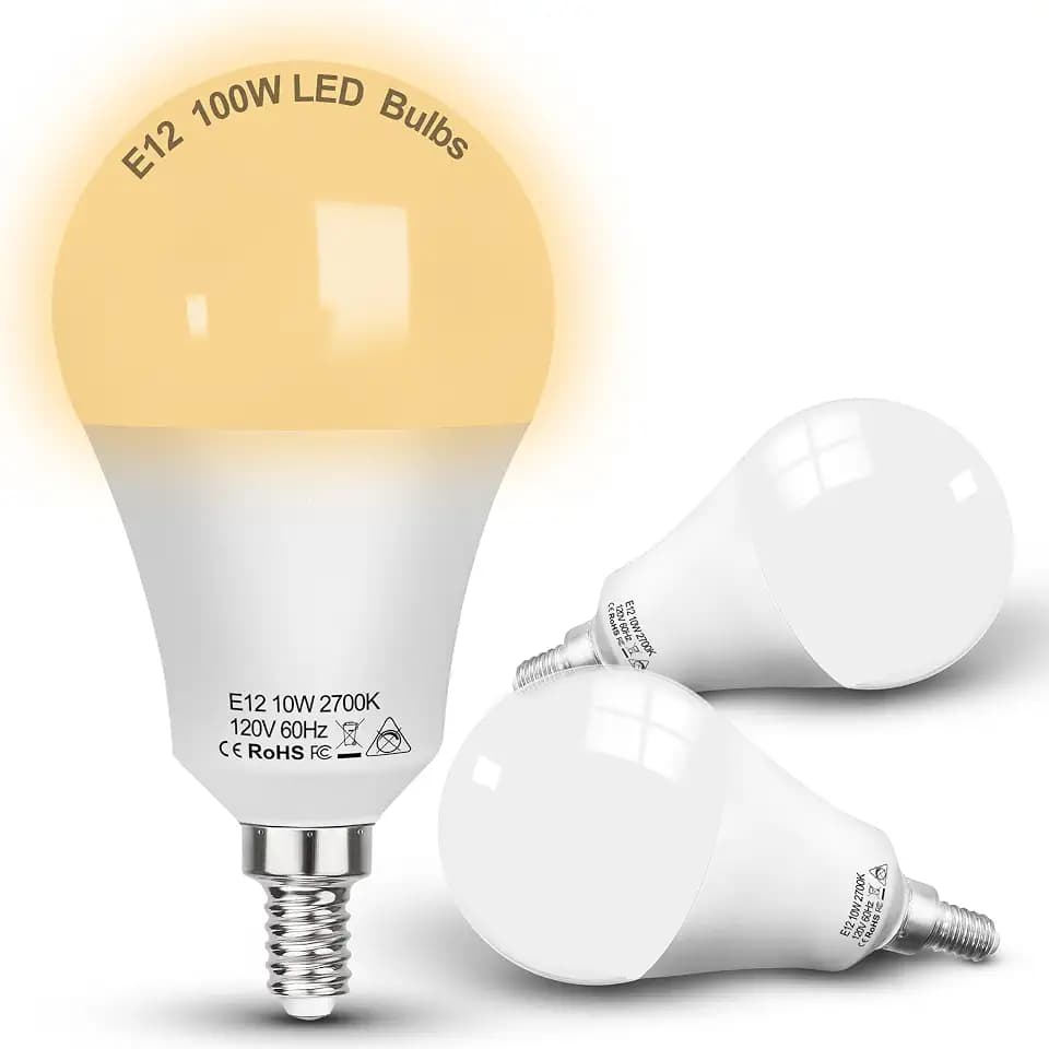 ALIDE E12 Candelabra Light Bulbs Chandelier 100w 2700K Warm White,3PCS