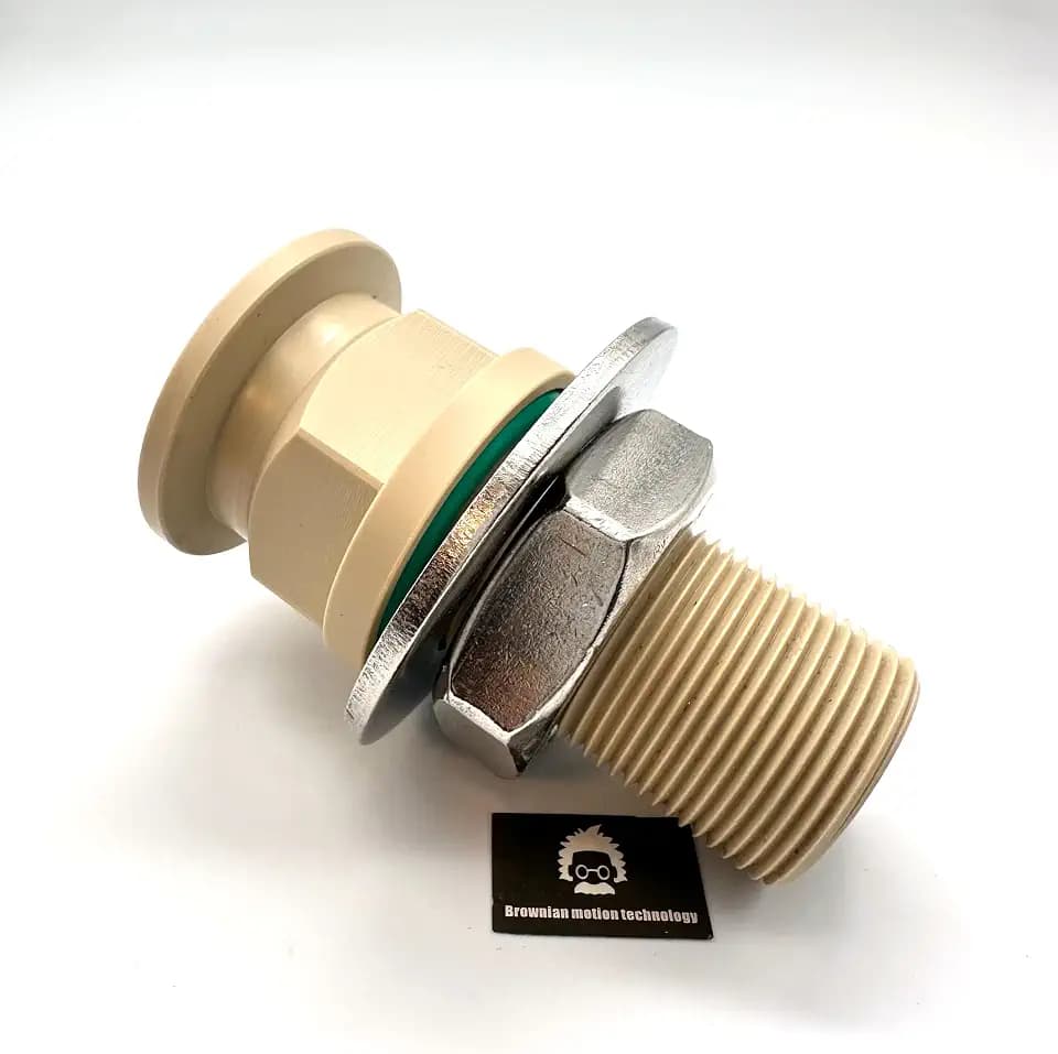 Insulated PEEK 1-inch Baseplate Feedthrough bulkhead KF25 flange, fits 1" Internal diameter vacuum chamber opening or hole (main body PEEK, Washer & Hex nut SS304)