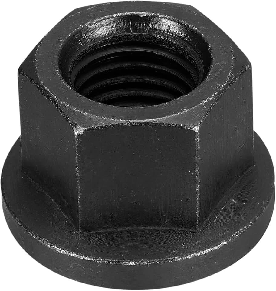 uxcell M24 Flange Hex Nut, Grade 10.9 Carbon Steel Black Oxide Finished Hex Flange Nut for Machinery