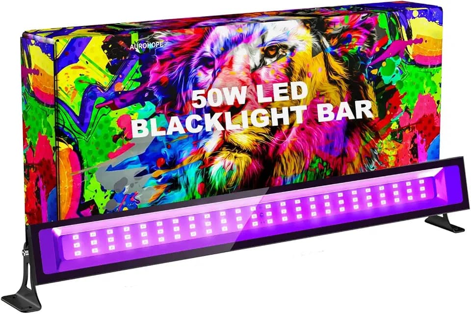 50W LED Schwarzlicht Strahler, UV Lampe 385nm Mit Schalter Und 180° Einstellbarer Halterung, IP66 Wasserdicht, Schwarzlichtlampe Für Partys Oder Halloween Deko - (1 Pack)