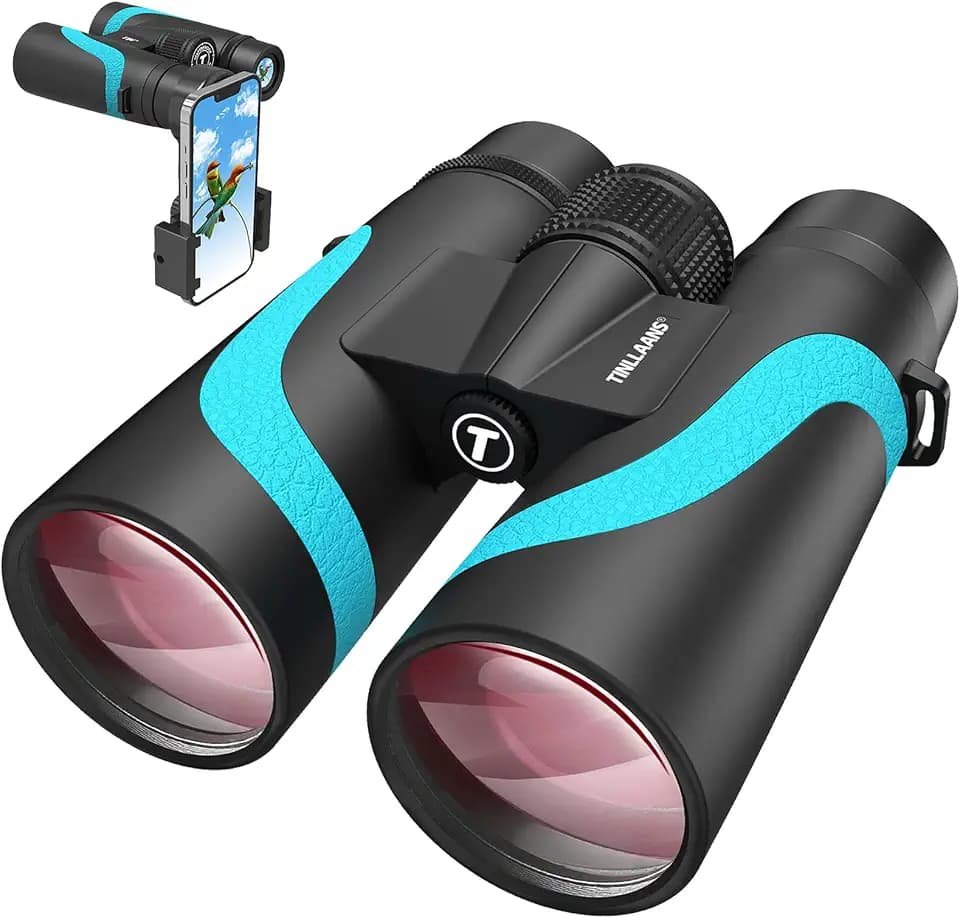 15x55 UHD Binoculars for Adults High Powered with Phone Adapter - Large View, BAK4 Prism, Waterproof, Lightweight for Bird Watching, Hunting, Cruise, Travel, Camping (Blue)