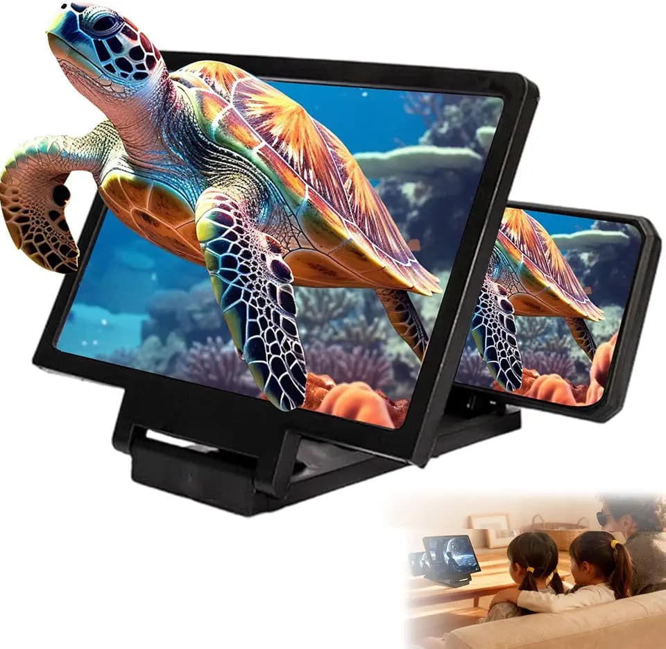 Screen Magnifier for Cell Phone,3D HD Big Screens Phone Magnifier,Foldable Phones Stand with Movie Screens Amplifier,Portable Mobile Phones Magnifier Projector for Movies,Compatible All Smartphones