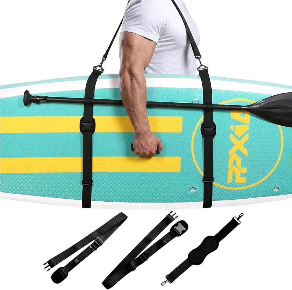Surfboard Tragegurt Paddelboard Carry Strap, Schultergurt für Surfbretter, Paddleboards, Longboards, Kajak, und Kanu, SUP Board Zubehör Tragegurt mit Paddelhalter