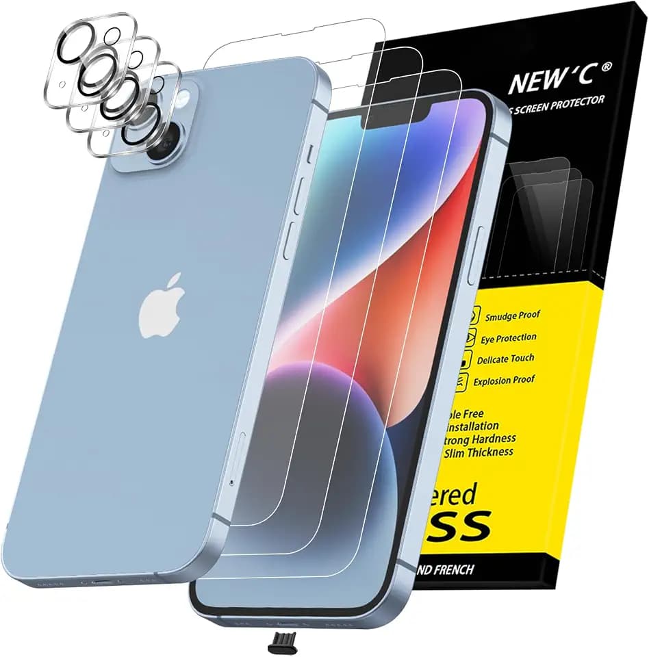 NEW'C for iPhone 14 Plus Screen Protector + Camera Lens Protector