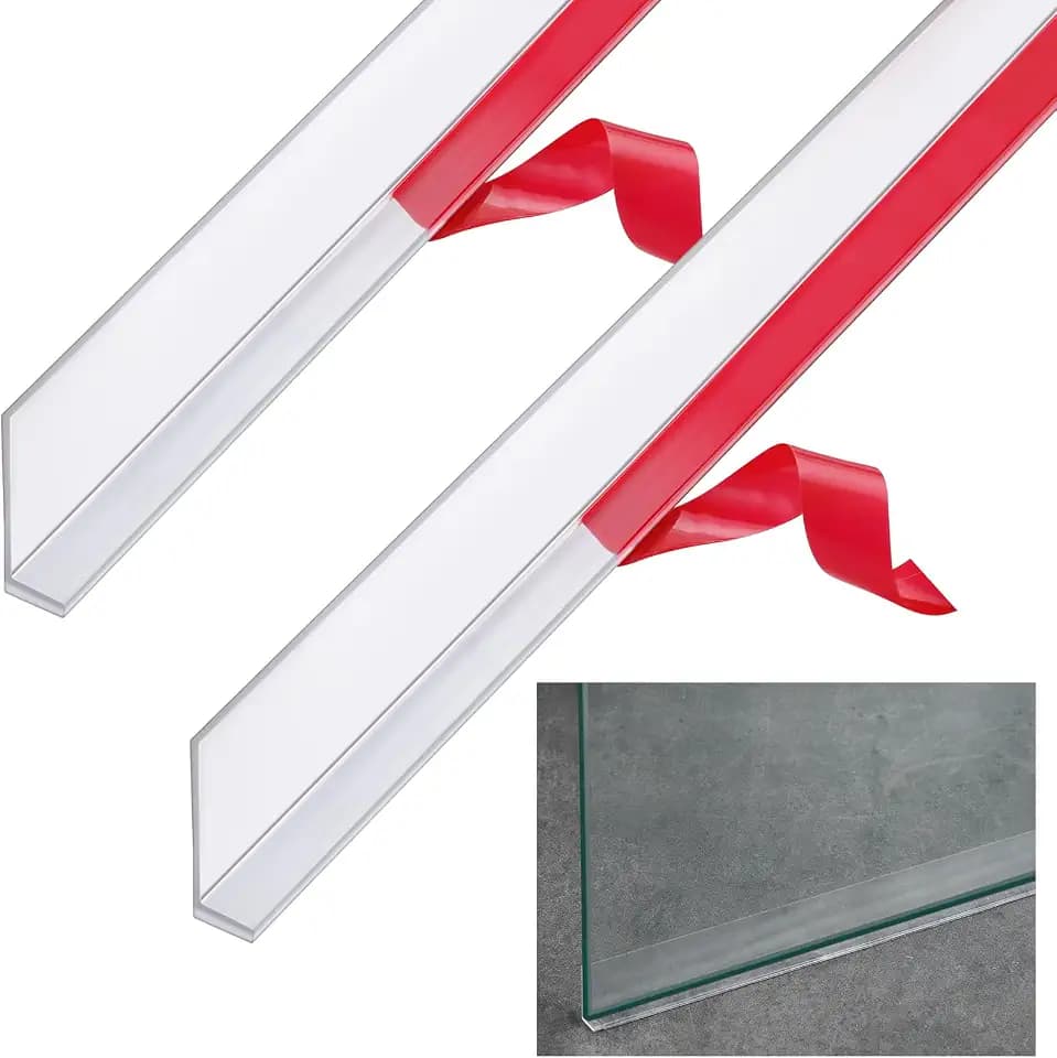Newtay 2 Pcs L-Type Seal Strip 3/4'' X 73'' Clear Vinyl Glass Shower Door