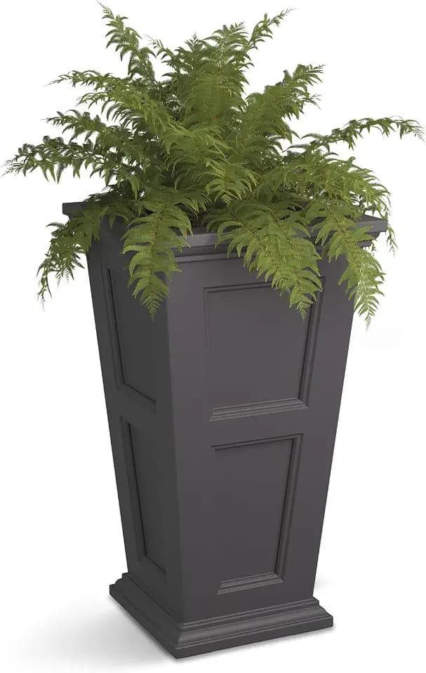 Mayne Fairfield 28in Self-Watering Tall Square Planter, Graphite Grey
