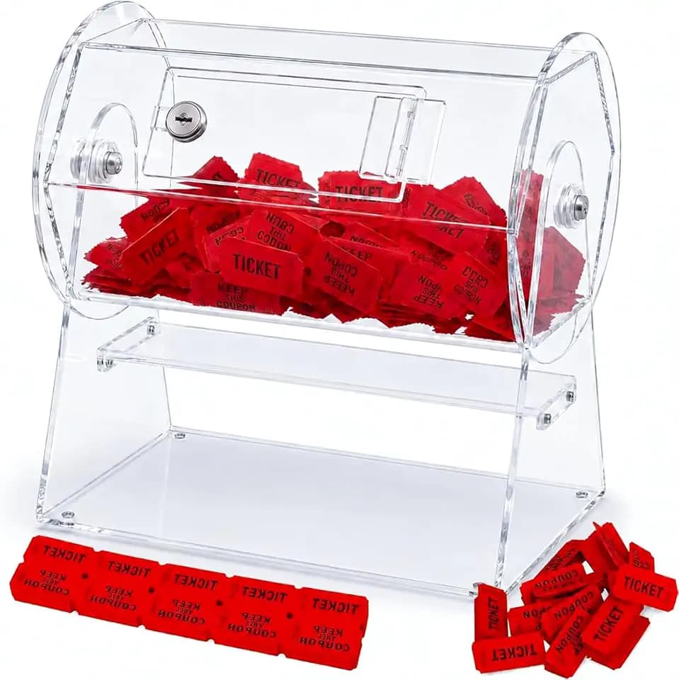 Raffle Drum Holds 2000 Tickets, Raffle Spinner Box for Lottery Bingo Games