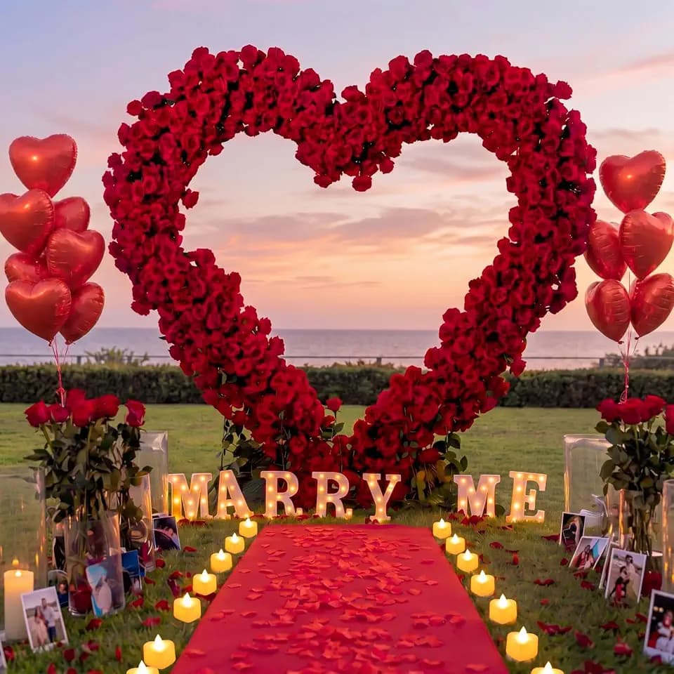 Coume 88 Pcs Marry Me Proposal Kit Wedding Proposal Decorations, Red