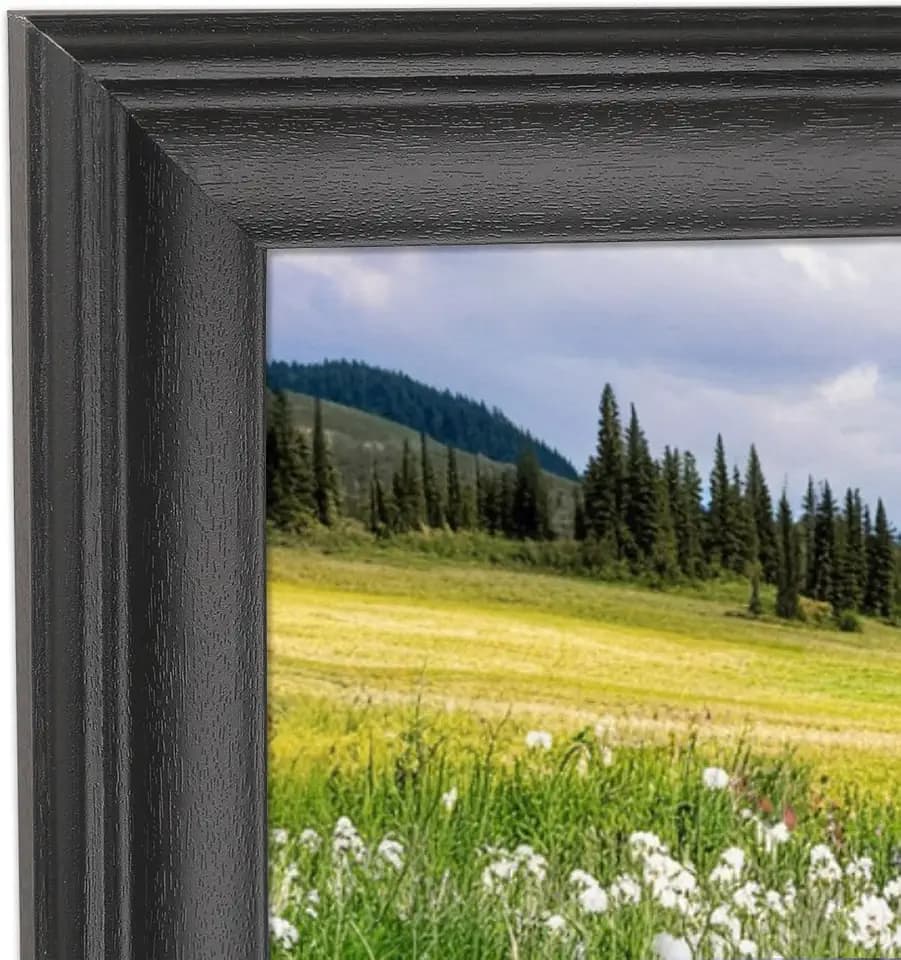16x34 inch Picture Frame Solid Wood Black,Suitable for Panoramic Photo Frame/Posters/Painting/Group Photo/Puzzle (A23B1634)