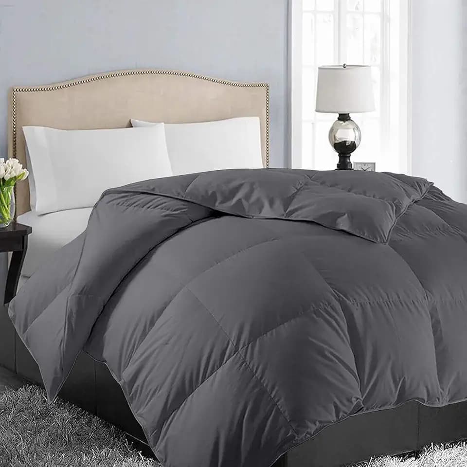 EASELAND Queen Size Down Alternative Comforter, Dark Grey, 88x88 Inches