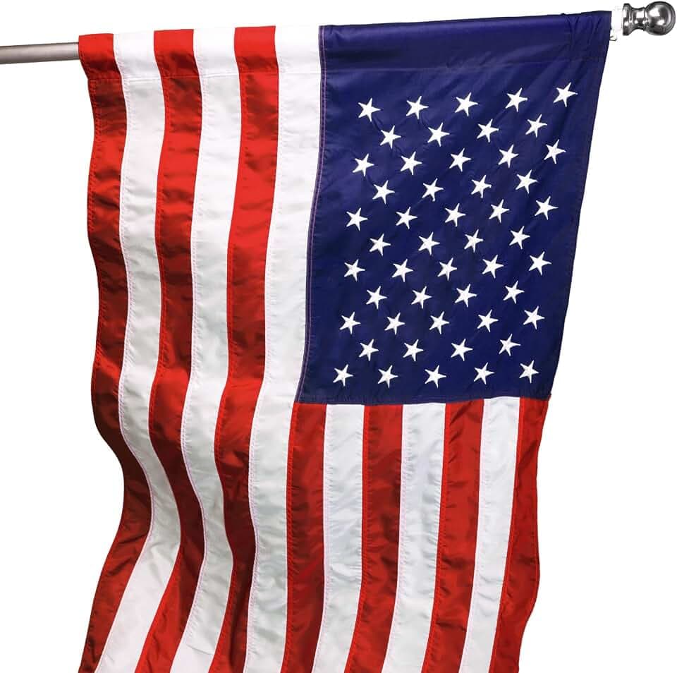 2.5x4 Sleeved American Flag - Embroidered Stars & Sewn Stripes - Made in the USA