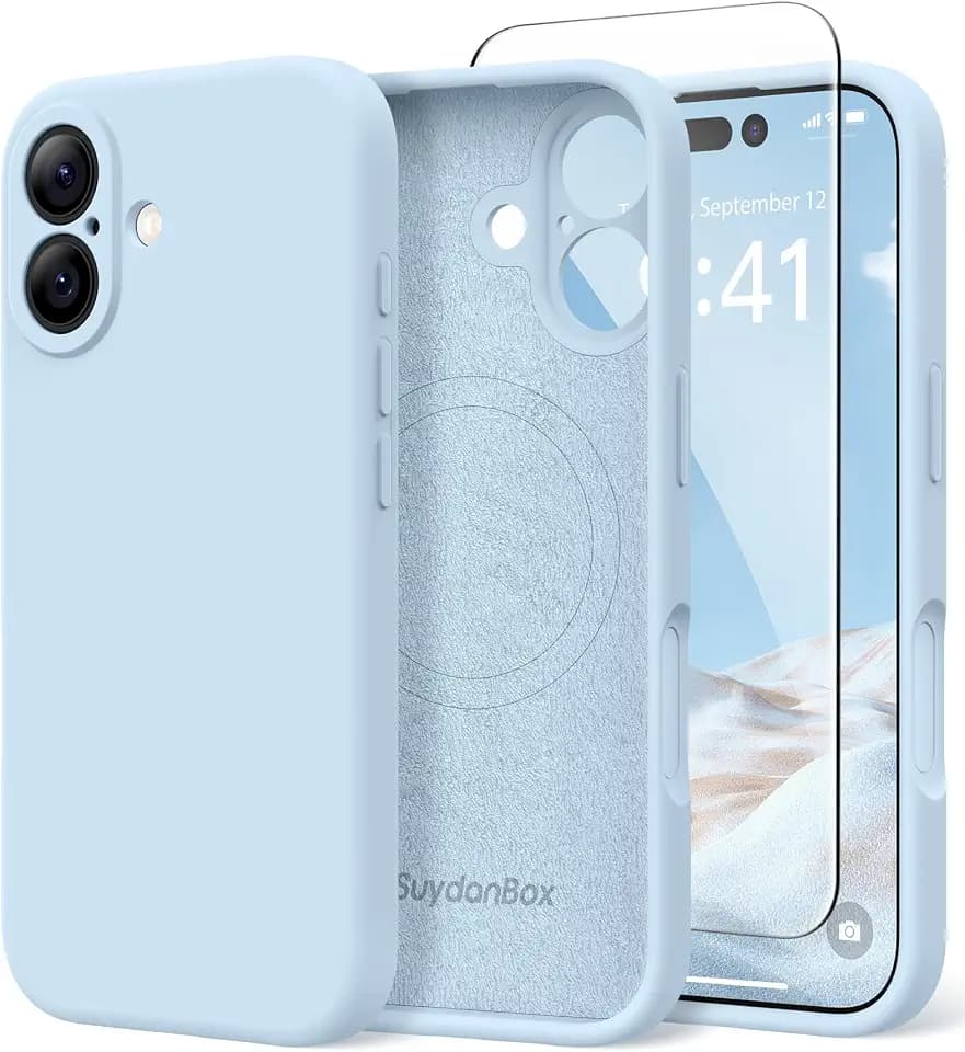 Magnetic for iPhone 16 Case Silicone Light Blue