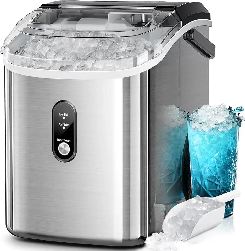 Kismile Nugget Ice Makers Countertop,35Lbs/24H,Self-Cleaning,Chewable Ice