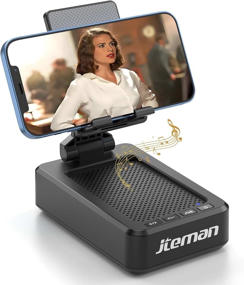 JTEMAN Cell Phone Stand with Bluetooth Speaker,Birthday Gifts for Men Women