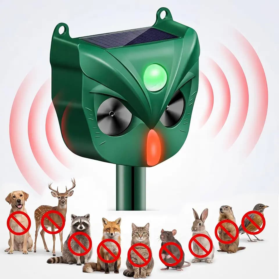 Ultraschall Katzenschreck Solar mit Bewegungssensor, IPX5 Wasserdicht USB-Aufladung, 5 Frequenzbereiche & Rot Blinklicht, Marderschreck & Katzenschreck für Garten, Abwehr von Katzen, Hunde, Vögel