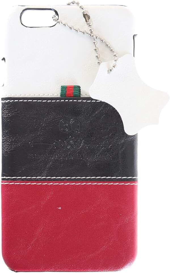 3Q iPhone 6 Hülle iPhone 6S Hülle Luxus Klasse Handy-Hülle Etui in hochwertigen Top Premium Leder-Optik Schweizer Premium Design und Verpackung Handy-Tasche Cover Weiss-Schwarz-Rot