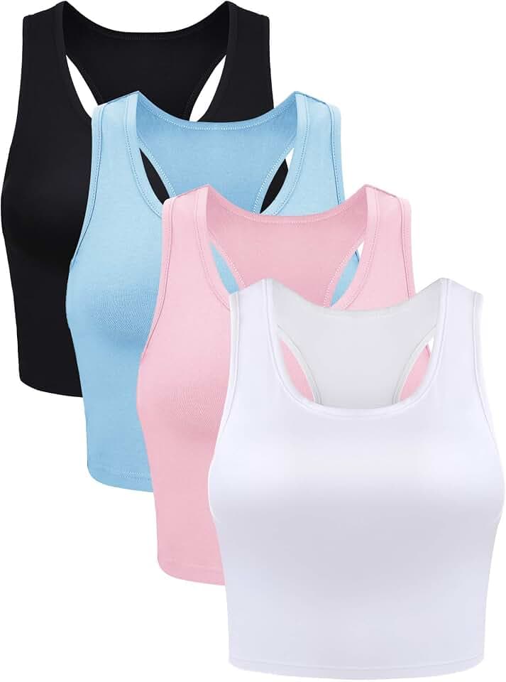 BOAO Damen Basic Crop Top Basic (4er Pack)