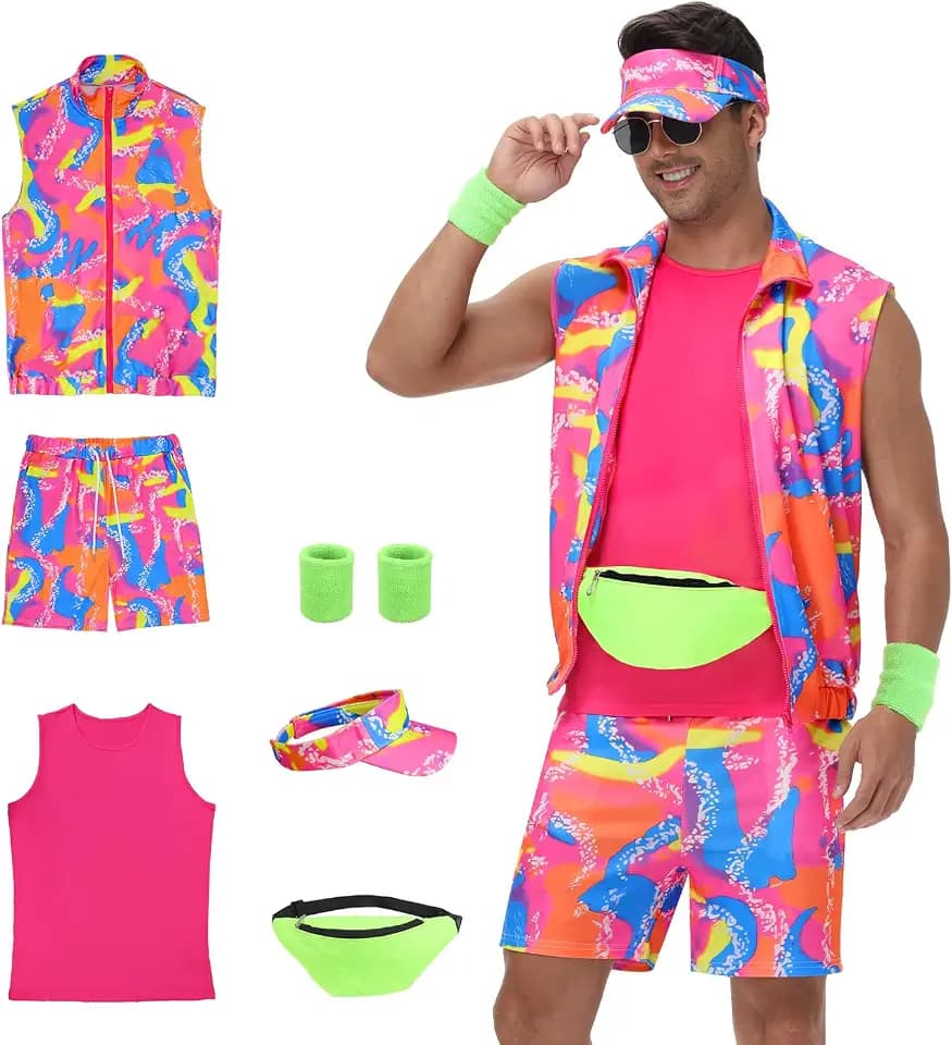 80er Jahre Outfit Herren - 80er Jahre Kostüm für Erwachsene, Halloween-Cosplay-Paarkostüm-Set