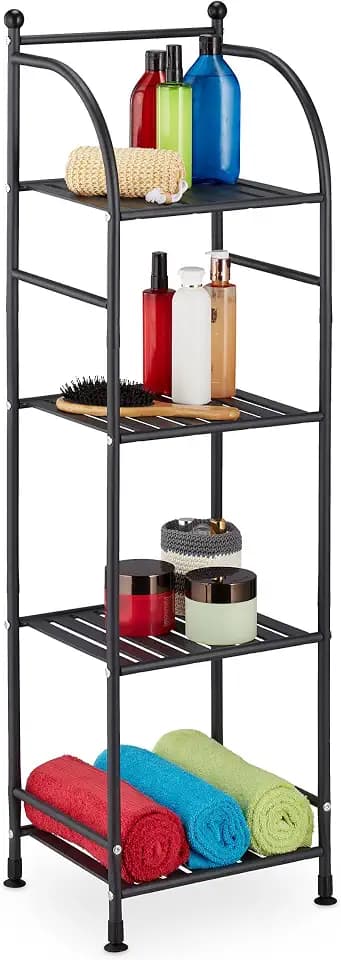 Relaxdays Standregal, Stahl, HxBxT: 115 x 33 x 28 cm, schwarz