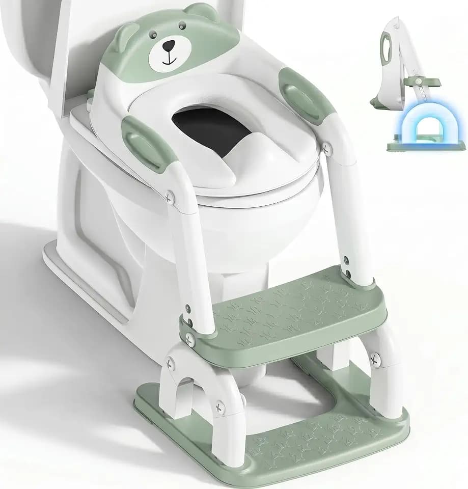 Toilettensitz Kinder mit Treppe, 2-in-1 Kindertoilettensitz, Verstellbar