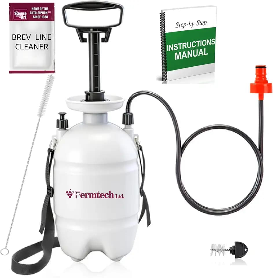 Beer Keg Line Beer Cleaning kit with 4oz Beer Line Cleaner - Hand Pump Pressurized - Easy Safe to Use Keg Cleaner - Brush Faucet Plug - With Ball Lock Keg Adapter