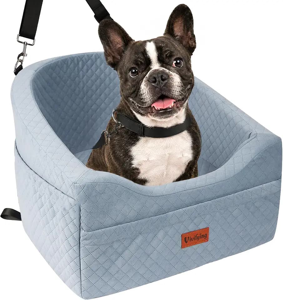 Vivifying Dog Car Seat for Small Dogs, Pet Booster Bed up to 25 lb, Gray