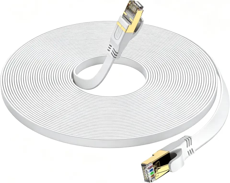 Cat 8 Ethernet Cable 20 FT, Outdoor&Indoor High Speed Heavy Duty Network LAN Internet Cable,SFTP Gold Plated RJ45 40Gbps 2000Mhz Patch Cord, for Modem/Router/Gaming,Faster Than Cat7/Cat6/Cat5-White