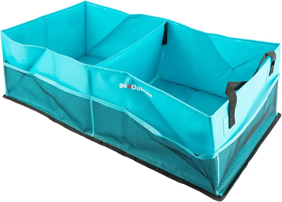 Heavy-Duty Waterproof Car Trunk Organizer – Rugged PVC-Coated Organizer, Collapsible Storage for Truck, SUV, Road Trips, Camping, Overlanding & Outdoor Adventure (Blue, L)
