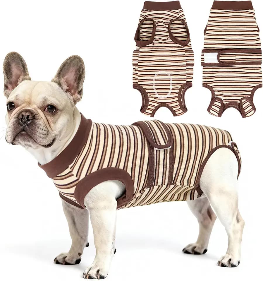 Recovery Suit for Dogs, Soft Dog Onesie for Puppy After Spayed, Dog Surgery Suit for Female Spay, Abdominal Wound Anti-Licking Suit for Small & Medium Dogs, E-Collar & Cone Alternative (Brown M)