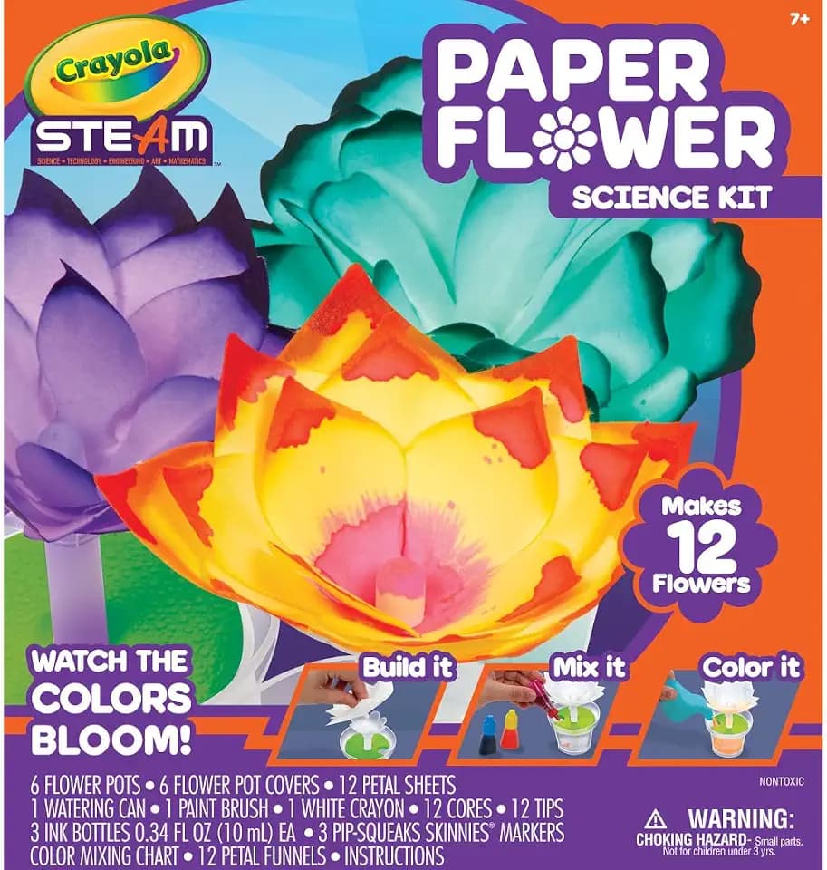 Crayola Paper Flower Science Kit, Color Changing Flowers, Gift for Kids