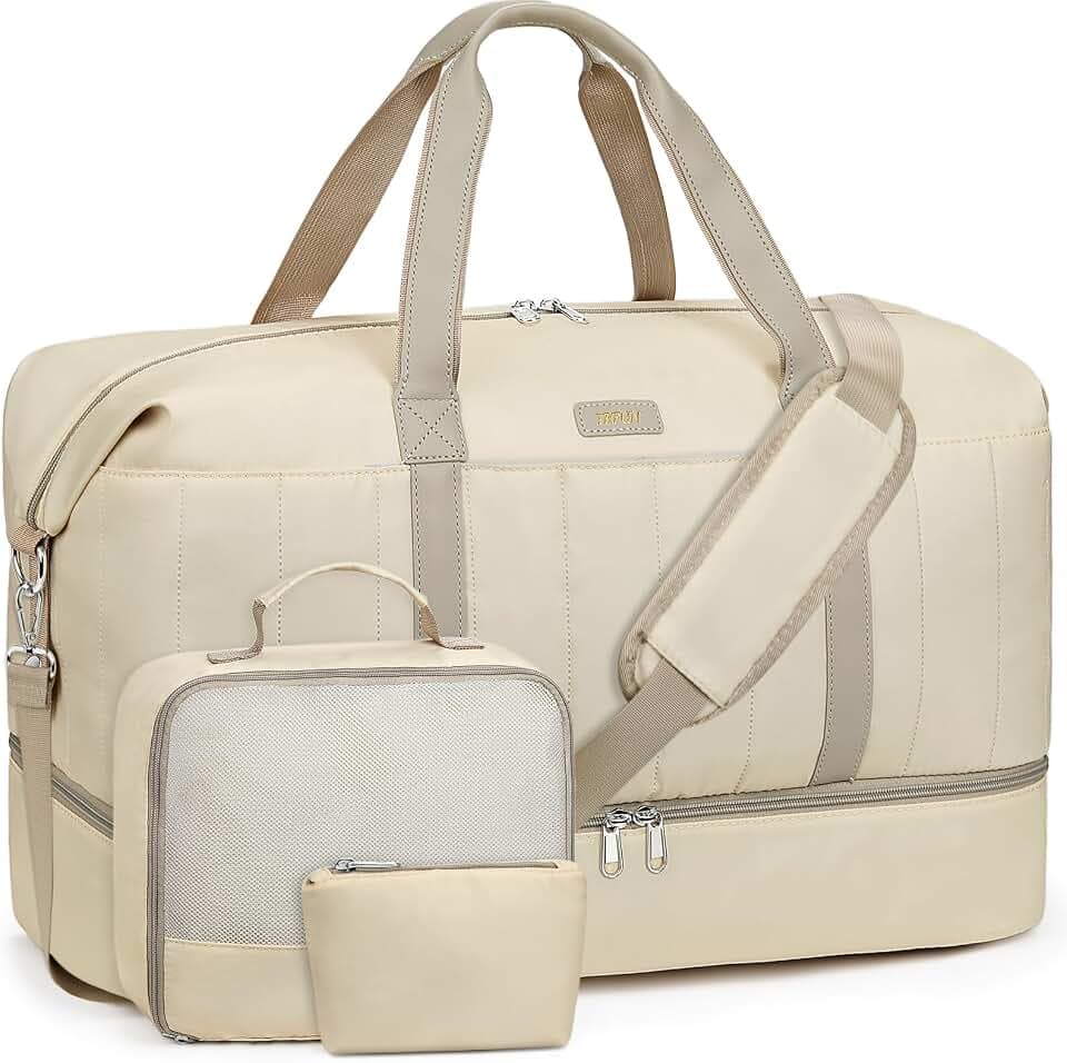 IBFUN Weekender Bags for Women, 21" Travel Duffle Bag with Shoe Compartment