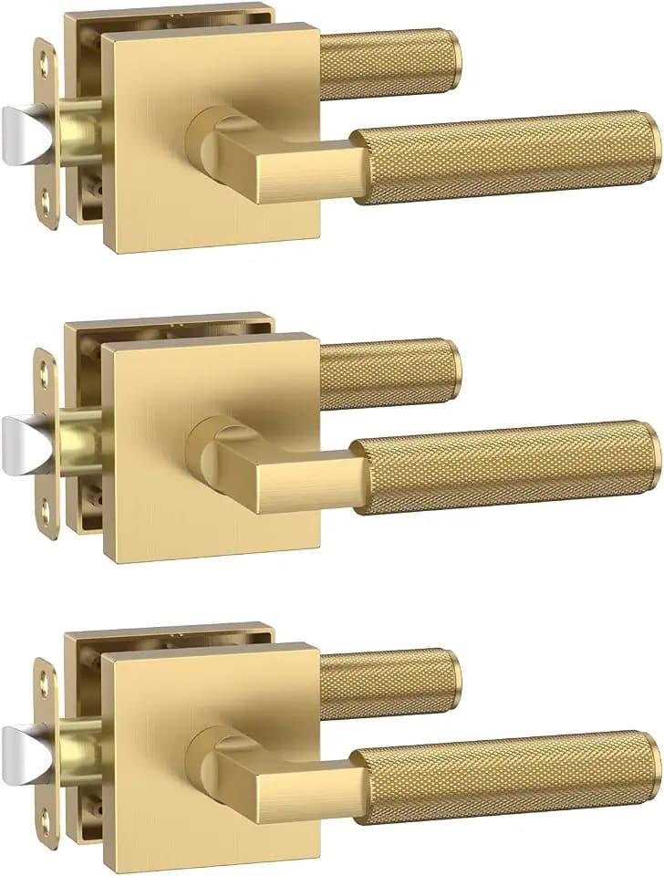 Amerdeco 3 Pack Champagne Bronze Passage Interior Door Handles