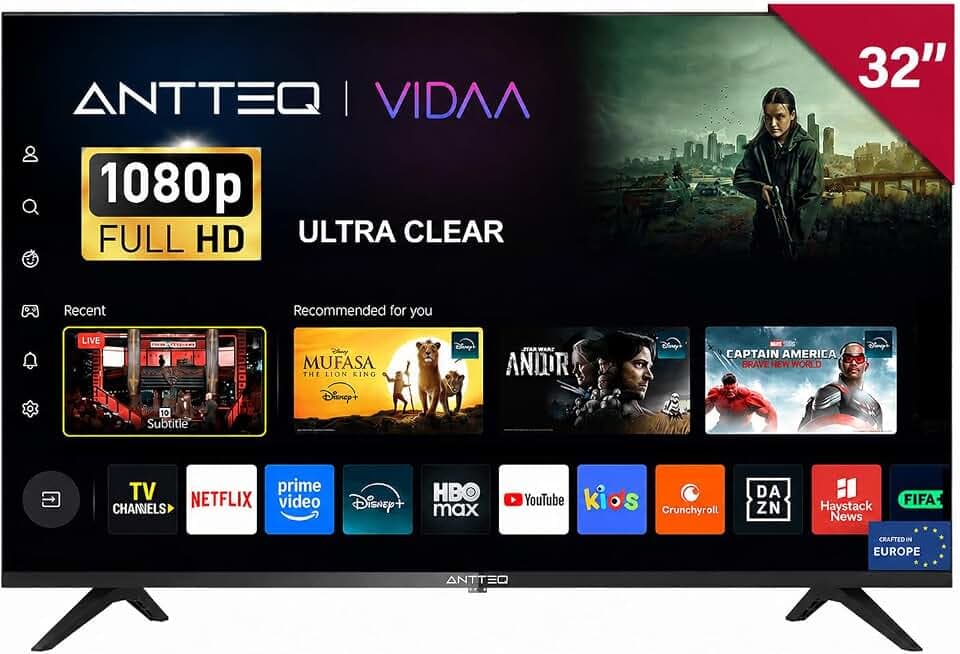 Antteq L32 2K/FHD Smart TV 32 Zoll Fernseher 80 cm Randlos Hotelmodus