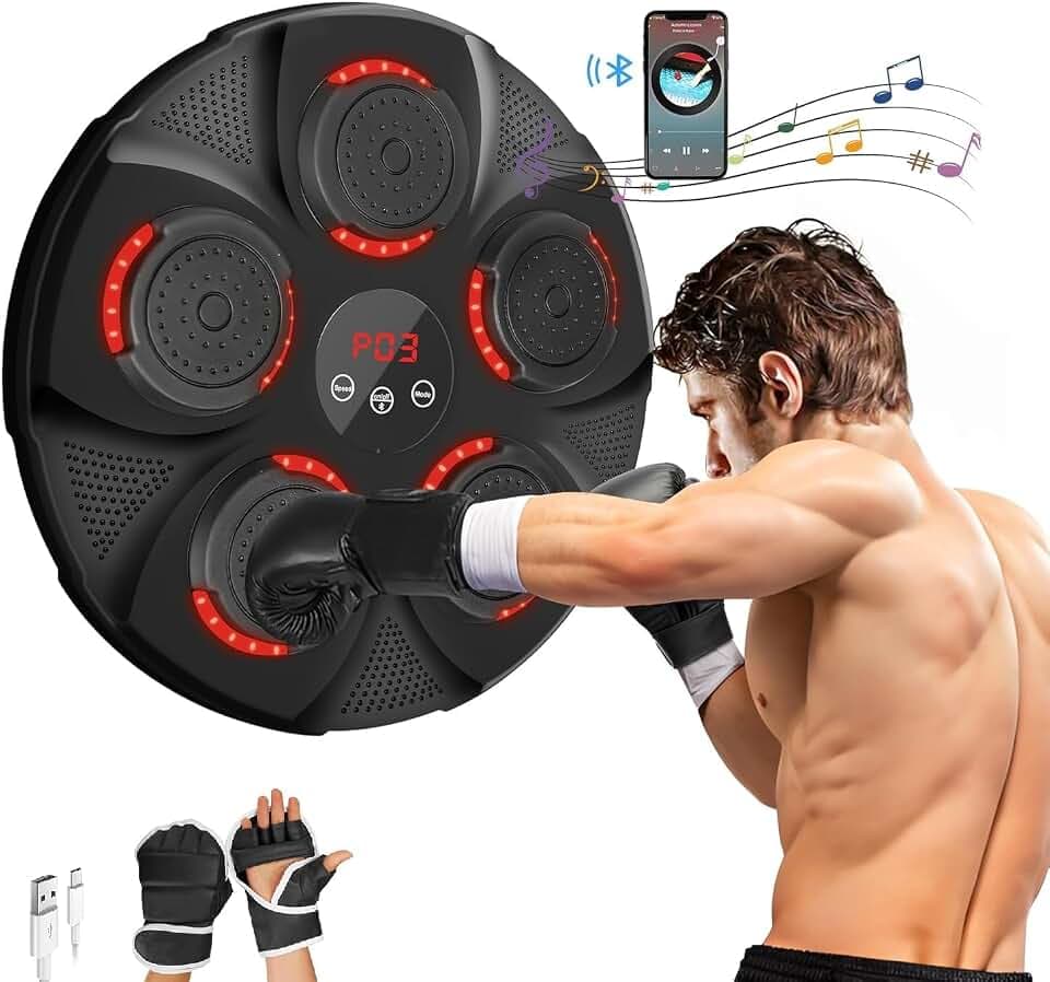 INMORVEN Musik Boxmaschine,boxsack Wandhalterung für Boxtrainingsausrüstung 15.7 Zoll,Boxen LED Wand Boxing Target Smart Elektronische für Zuhause,Fokus Agility Training für Kinder und Erwachsene
