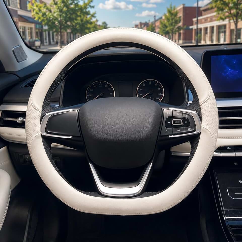 D Shaped Car Steering Wheel Cover 14.5"-15", Non-Folding Packaging
