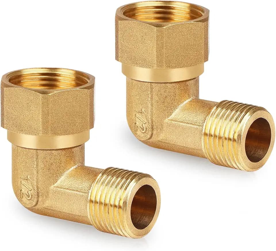 Old Clawfoot Bath Tub Mount Faucet Brass Installation Kit Elbows Adapter Connector Mount Set to Water Line, 3/4 IPS Female to 1/2 IPS Male, 2 Pack