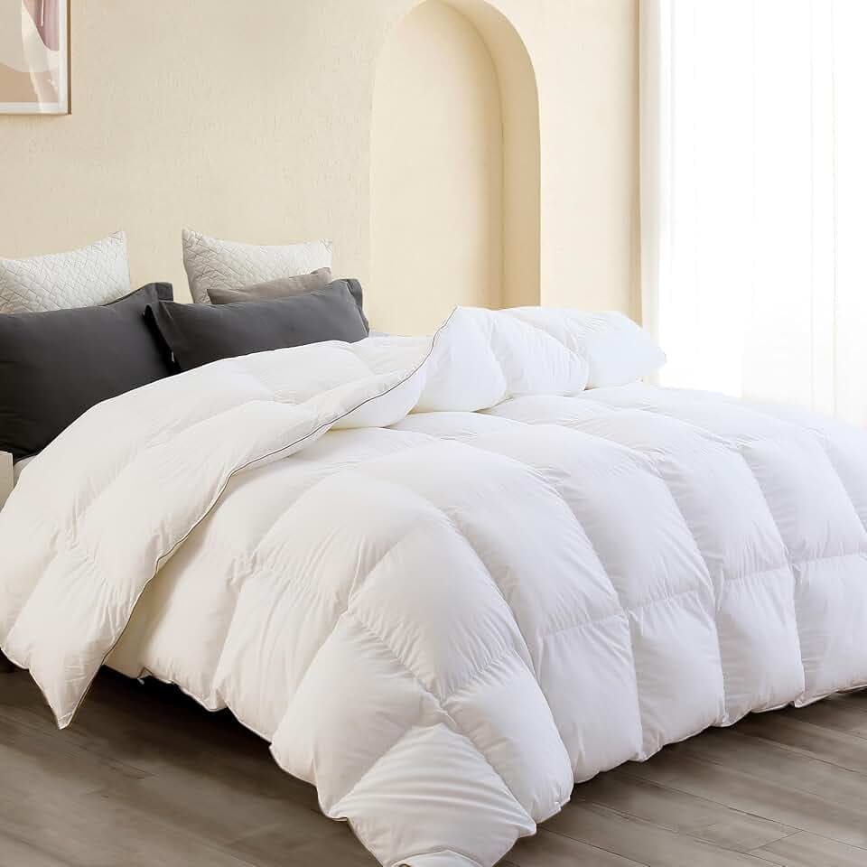 SNOWMAN Premium Down Comforter Queen Size, White Duvet Insert All Season