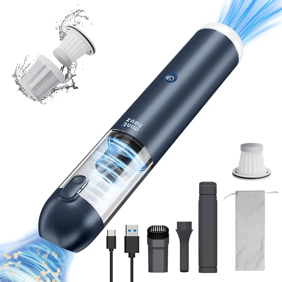 Minthouz kabelloser Autostaubsauger Handstaubsauger 17000Pa, 120W Gebläse, 2-Geschwindigkeit tragbarer Mini mit LED/SOS-Licht für Auto/Haus/Tier