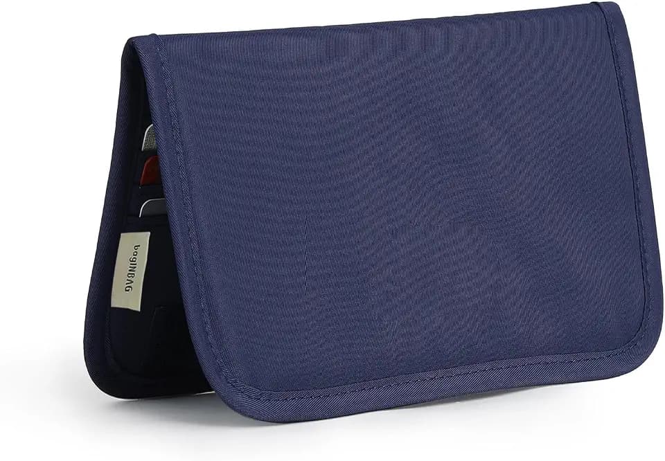 Card Holder Holder for Men & Women，Slim Wallet with Zipper Pocket，28 Slots Minimalist Wallet RFID with Nylon Fabric，Dark Blue