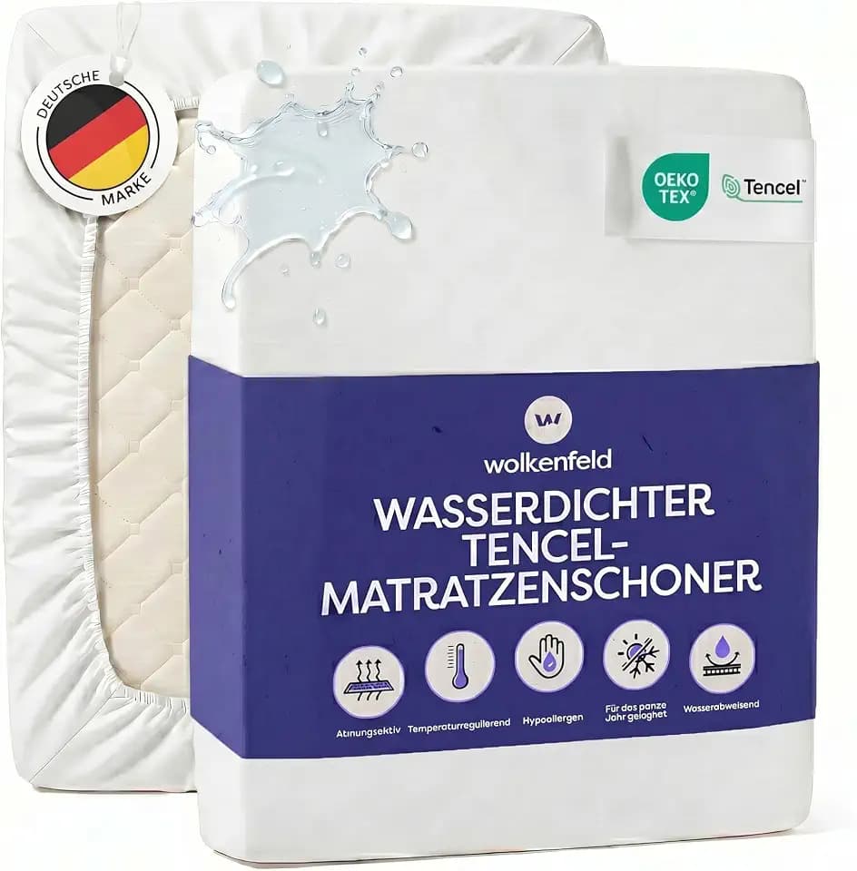 Wolkenfeld Matratzenschutz Wasserdicht 140x200cm Premium aus Tencel - Atmungsaktiver und thermoregulierender Matratzenschoner - gegen Flüssigkeiten, Milben und Bakterien - Für Matratzen bis 30 cm Höhe