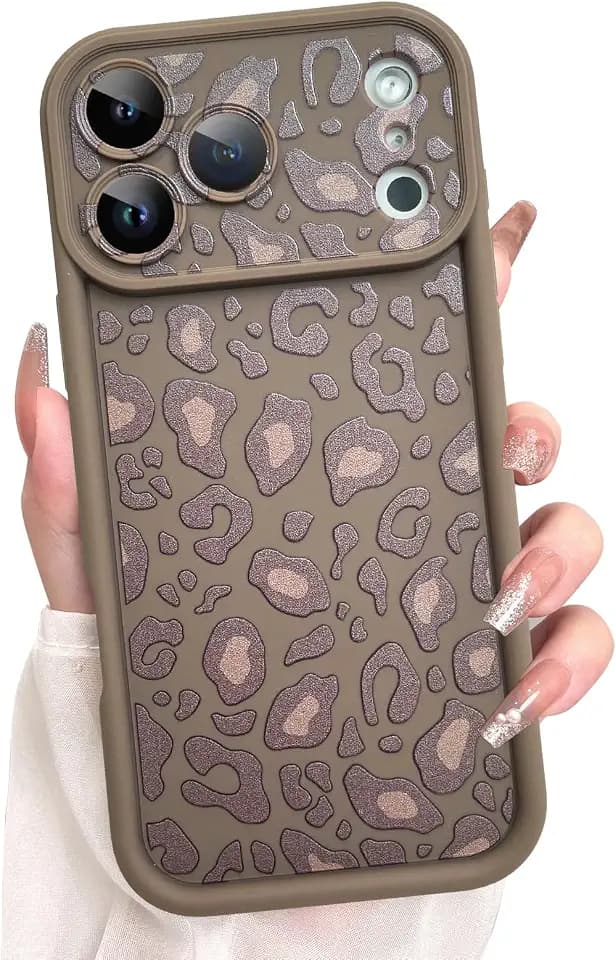 KANGHAR Case for iPhone 17 Pro Leopard Printed Pattern Brown