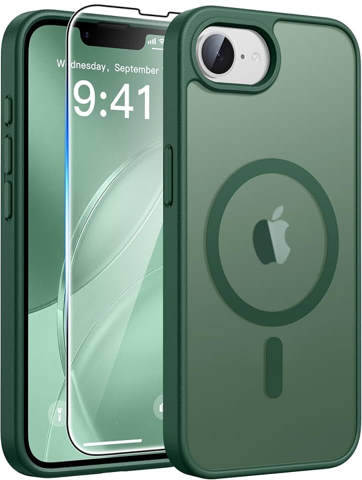 FNTCASE for iPhone 17e/16e Case Green: Translucent Compatible with MagSafe