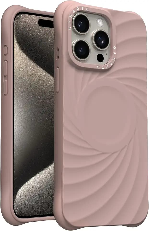 ORNARTO VORTUXE für iPhone 15 Pro Max Hülle Silikon 6.7" | 2X Militär-Grade Fallschutz | Kompatibel mit MagSafe | Sleek Ästhetik Flüssigsilikon Handyhülle iPhone 15 Pro Max - Sandbraun