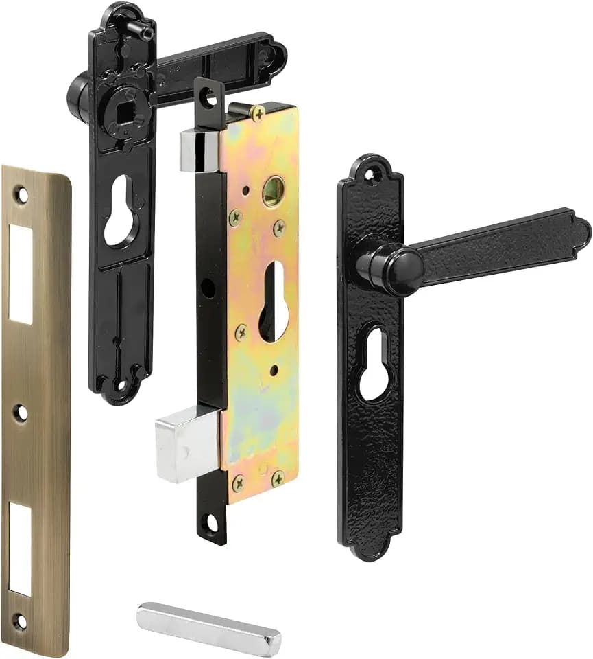 Prime-Line K 5057 Security Door Non-Locking Mortise Handle Set, Black