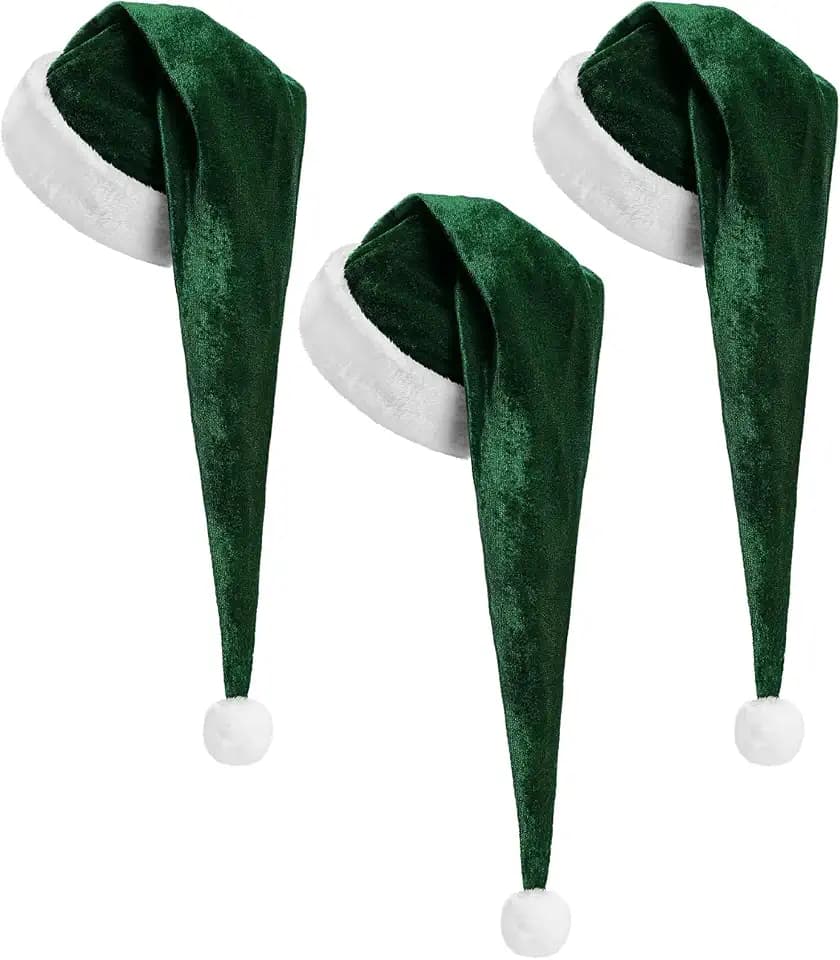 Cozypower 3 Pcs Christmas Santa Hat for Adults with Plush Brim Thicken Unisex Velvet Classic Xmas Holiday New Year Party