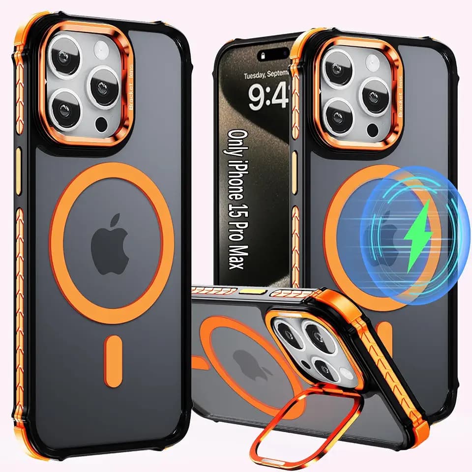 15 Pro Max Case Magnetic for iPhone 15 Pro Max Phone 6.7 Inch, [Compatible Fast Wireless Charging],[Military-Grade Protection] Magnetic Case for iPhone 15 ProMax, Orange