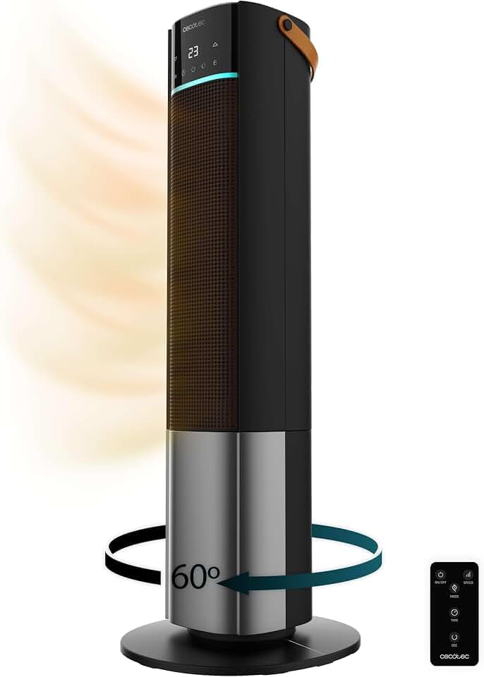 Cecotec Keramik-Heizlüfter ReadyWarm 2070 Max, 2000W, Digitalanzeige, Touch- und Fernbedienung, Oszillation, 3 Modi, Thermostat, 20 m², Programmierbarer Timer bis 24h, 60° Oszillation